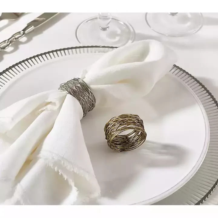 Gold Metal Twine Napkin Rings, Set of 4