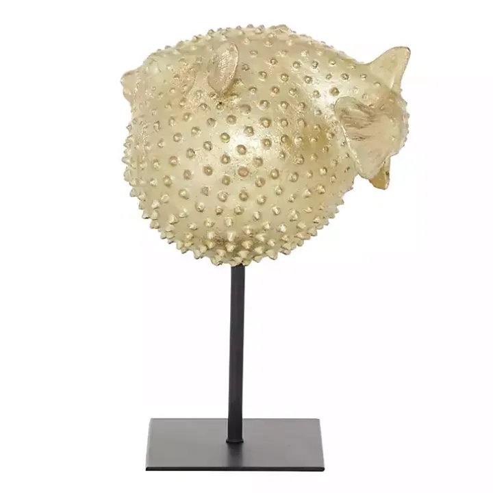 Gold Puffer Fish Sculpture