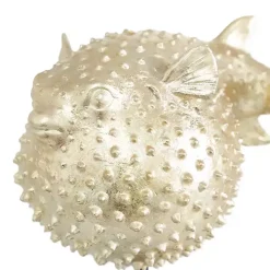 Gold Puffer Fish Sculpture