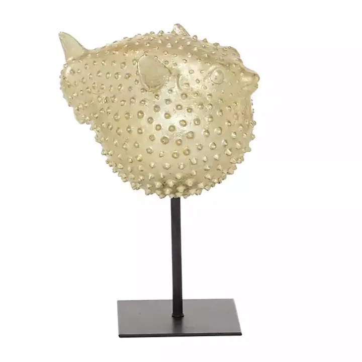 Gold Puffer Fish Sculpture
