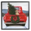 Gold Pup in a Red Truck Framed Art Print