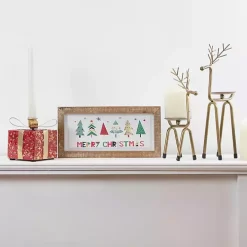 Gold Reindeer Pillar Candle Holder, 10 in.