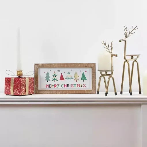 Gold Reindeer Pillar Candle Holder, 10 in.