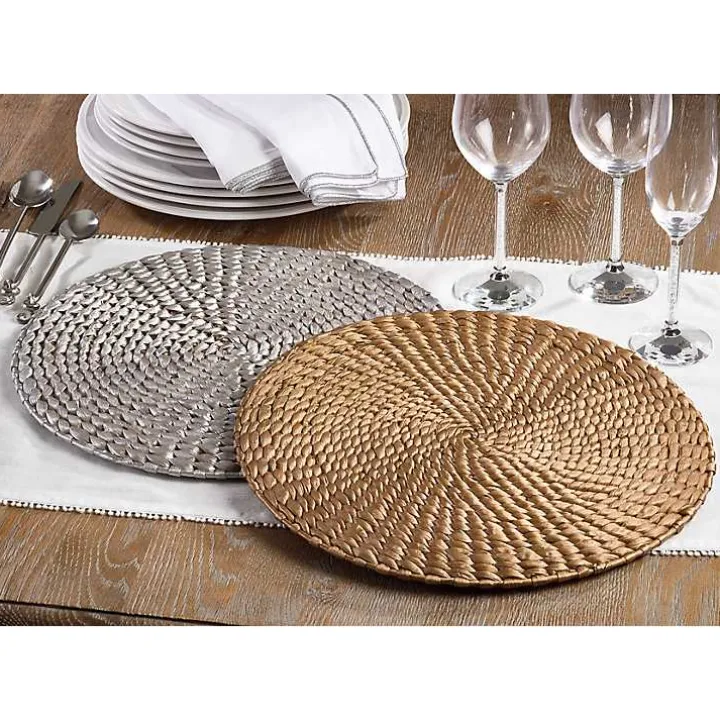 Gold Round Woven Rattan Placemats, Set of 4