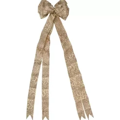 Gold Scroll Burlap Bow Tree Topper