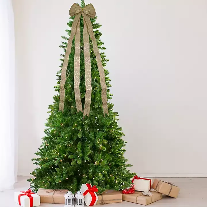 Gold Scroll Burlap Bow Tree Topper