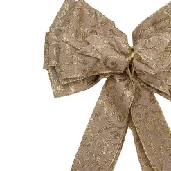 Gold Scroll Burlap Bow Tree Topper