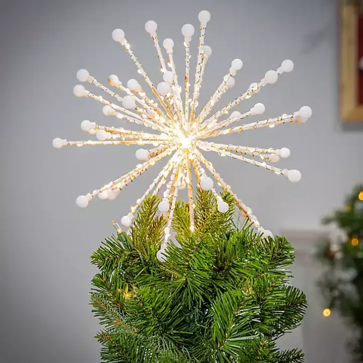 Gold Starburst Snowflake LED Tree Topper