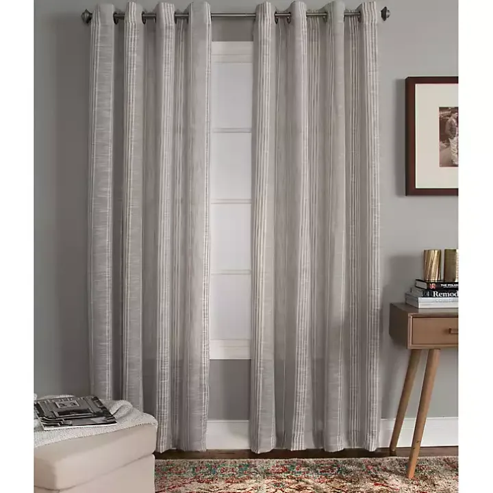 Graphite Stripe Single Curtain Panel, 84 in.