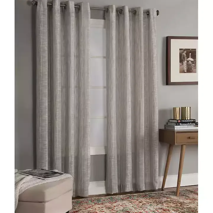 Graphite Stripe Single Curtain Panel, 84 in.