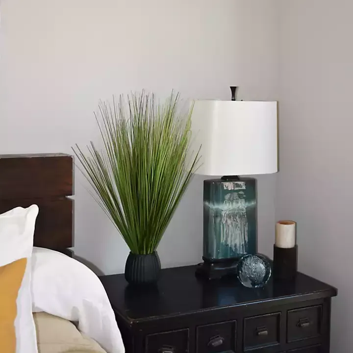 Grass Arrangement in Black Ribbed Pot