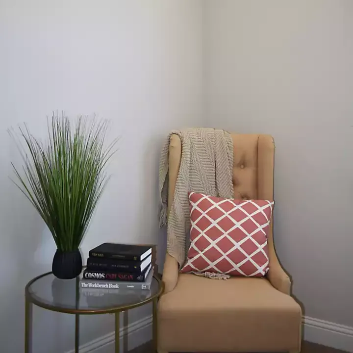 Grass Arrangement in Black Ribbed Pot