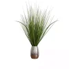 Grass Arrangement in Crackled Silver Pot