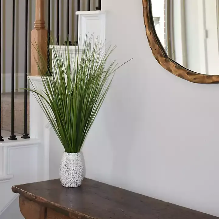 Grass Arrangement in Crackled Cream Pot