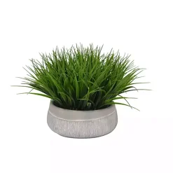 Grass Arrangement in Gray Ceramic Bowl