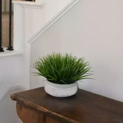 Grass Arrangement in Gray Ceramic Bowl