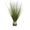 Grass Arrangement in Silver Ribbed Pot