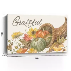 Grateful Cornucopia Harvest Canvas Wall Plaque