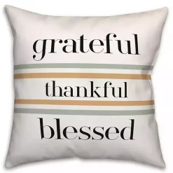 Grateful Thankful Blessed Outdoor Throw Pillow