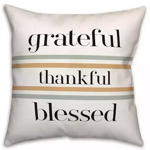 Grateful Thankful Blessed Outdoor Throw Pillow