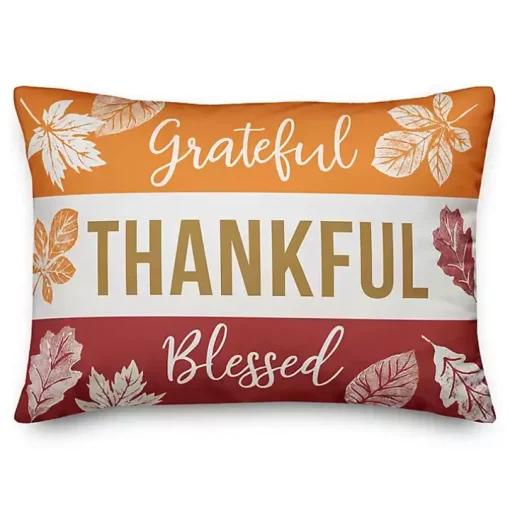 Grateful Thankful Blessed Fall Leaves Pillow