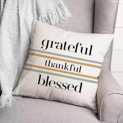 Grateful Thankful Blessed Outdoor Throw Pillow
