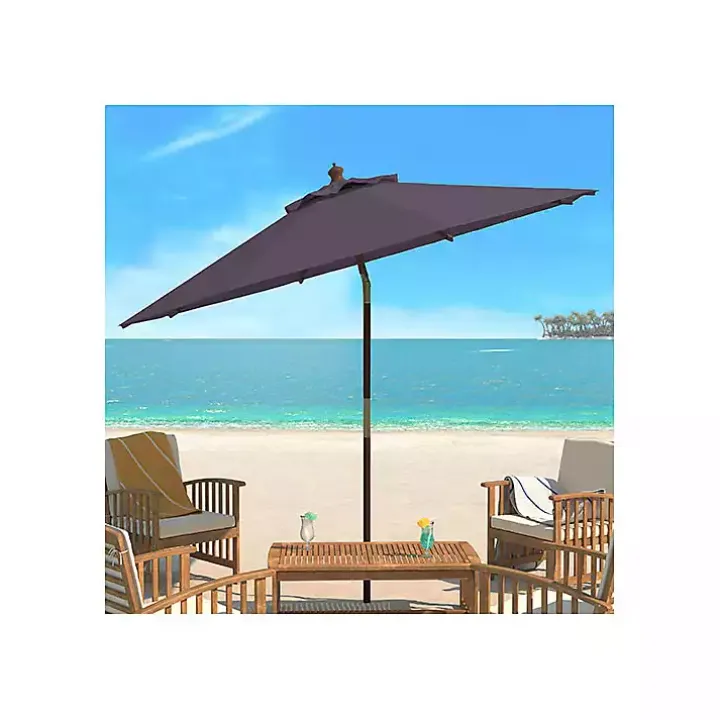 Gray 9 ft. Eucalyptus Outdoor Umbrella