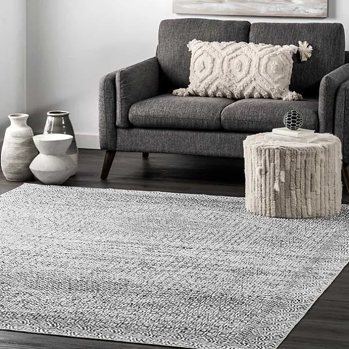 Gray Abstract Pattern Washable Area Rug, 4x6