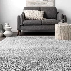 Gray Abstract Pattern Washable Area Rug, 4x6