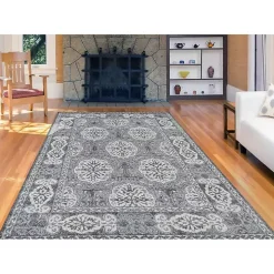 Gray and Blue Alex Area Rug, 5x7
