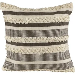 Gray and Cream Striped Indoor/Outdoor Pillow