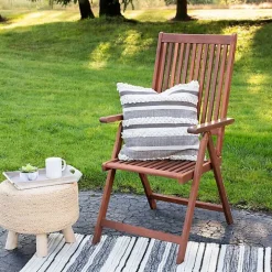 Gray and Cream Striped Indoor/Outdoor Pillow
