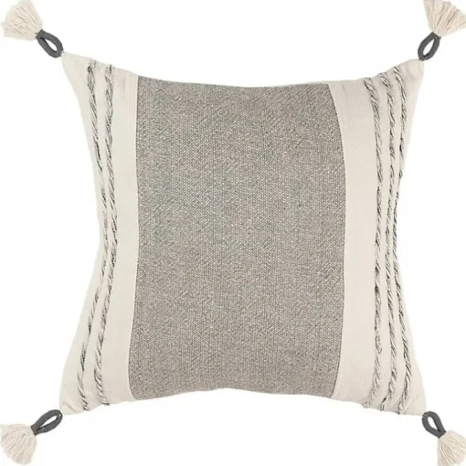 Gray and Ivory Color Block Pillow