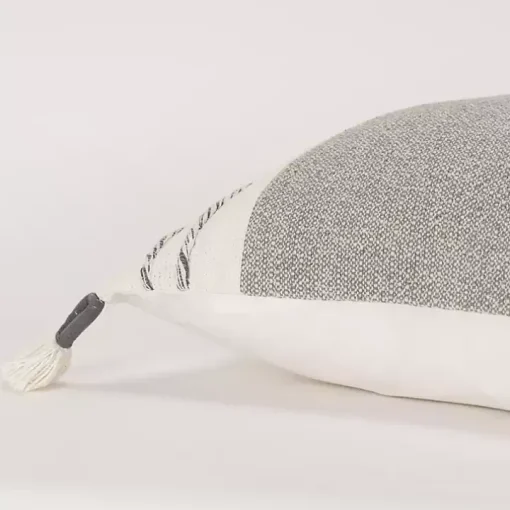Gray and Ivory Color Block Pillow
