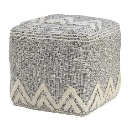 Gray and Ivory Tufted Peak Pouf