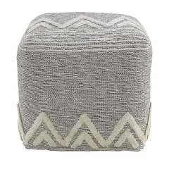 Gray and Ivory Tufted Peak Pouf