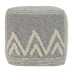 Gray and Ivory Tufted Peak Pouf