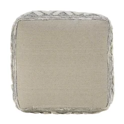 Gray and Ivory Tufted Peak Pouf