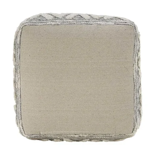 Gray and Ivory Tufted Peak Pouf