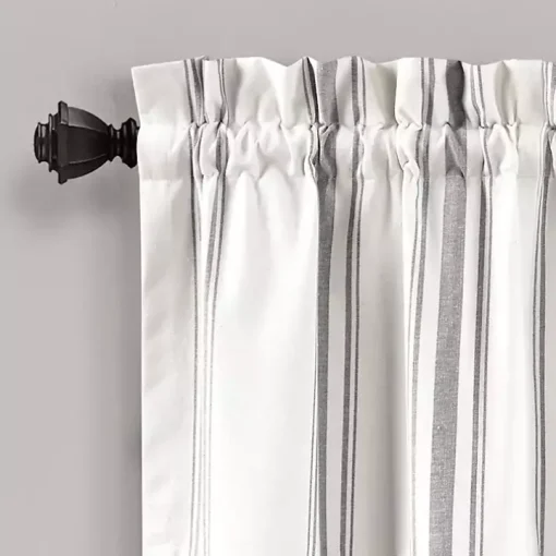 Gray and White Farmhouse Stripe Valance