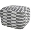 Gray and White Geometric Grid Pouf