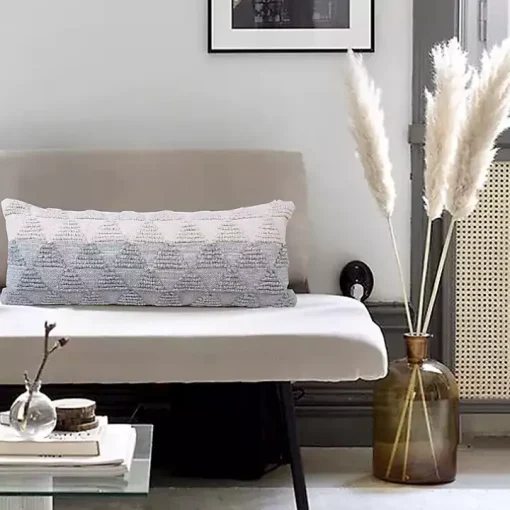 Gray and White Gradient Diamonds Lumbar Pillow
