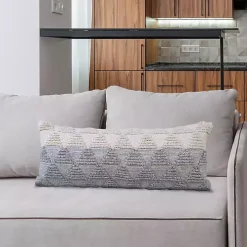 Gray and White Gradient Diamonds Lumbar Pillow
