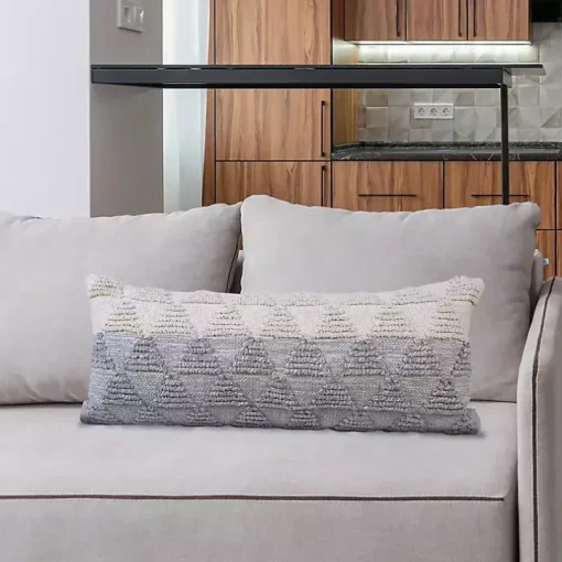 Gray and White Gradient Diamonds Lumbar Pillow