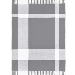 Gray and White Plaid Organic Cotton Throw