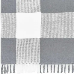 Gray and White Plaid Organic Cotton Throw
