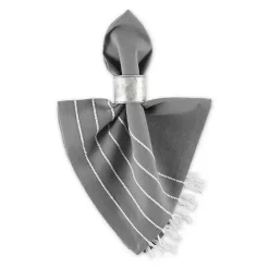 Gray and White Striped Napkins, Set of 4