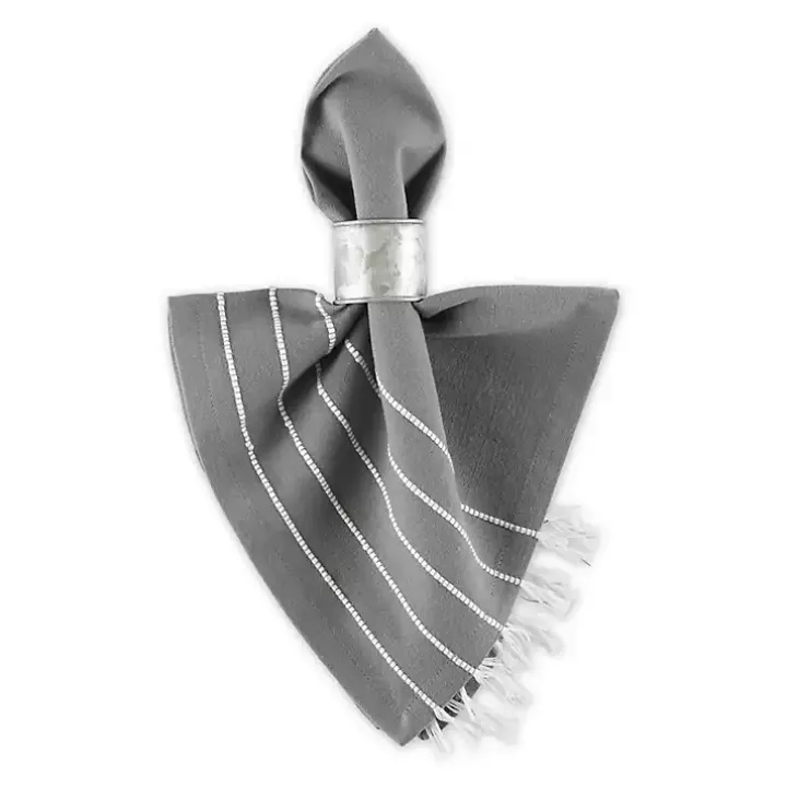 Gray and White Striped Napkins, Set of 4