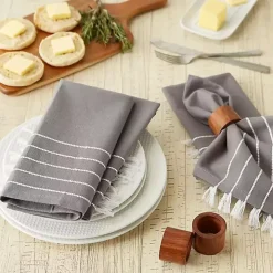 Gray and White Striped Napkins, Set of 4