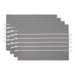 Gray and White Striped Placemats, Set of 4